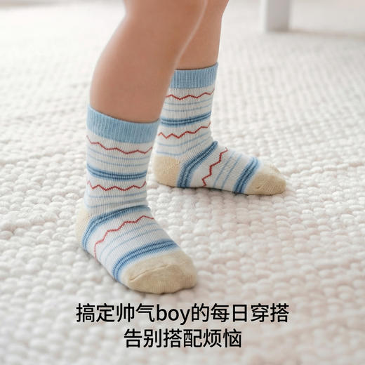 【婴童服配】嫚熙婴儿条纹袜子男童女童小月龄新生儿无骨宝宝中筒袜薄 商品图3