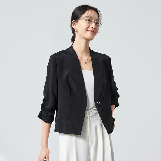 QS桑蚕丝通勤百搭小西装外套2026春新款修身外套气质上衣2511 商品图3