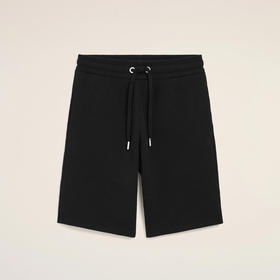 AMI PARIS 男士心形徽标刺绣棉质休闲短裤 黑色 HSO825 730 045