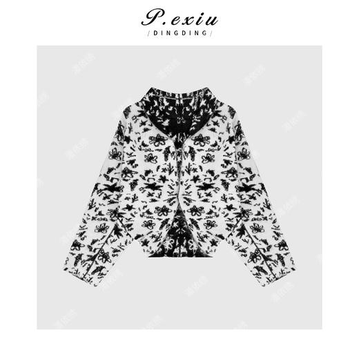 03-2潘依绣丁丁宠粉韩系复古撞色提花氛围感蝙蝠袖V领针织开衫Q63248 商品图0