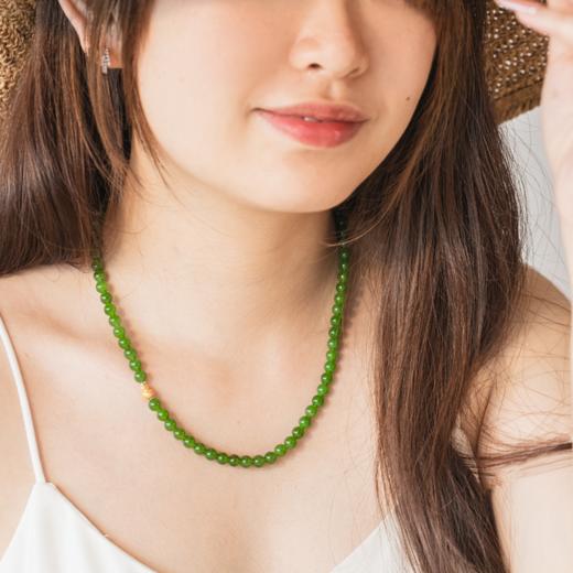 菜菜家千重翠碧玉和田玉项链|俄罗斯碧玉+18k金葫芦，6mm珠串短链，精致百搭显气质 商品图3