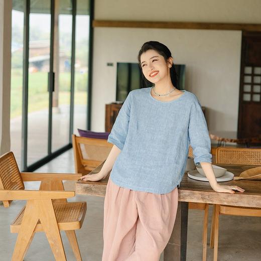 绽放183朵/纯色彩虹亚麻T恤 商品图0