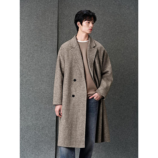 GXG男装 经典H型羊驼毛桑蚕丝毛感中长款大衣外套 25年冬季热卖 商品图3