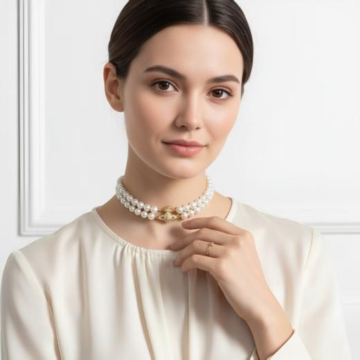 【仙女风土星双层珍珠项链女choker】2026百搭轻奢显气质配饰多层小众锁骨颈链 商品图2