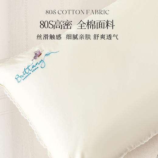 多喜爱  蝶悦蚕丝蛋白美眠枕 【80S全棉面料】【精美刺绣+花边】野生柞蚕丝 柔抚肌肤 深睡悦眠  柔弹支撑 商品图2