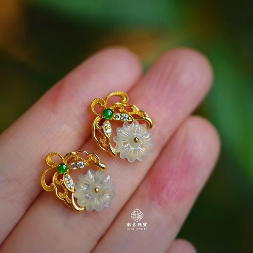 龢盒原创 冰翡雏菊蝴蝶银镶耳钉 商品图2