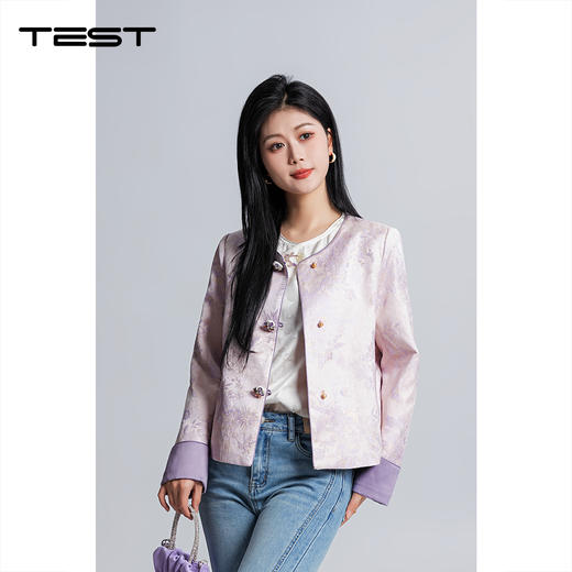 春上新紫色新中式国风外套女短款高级感小外套2261042 商品图0