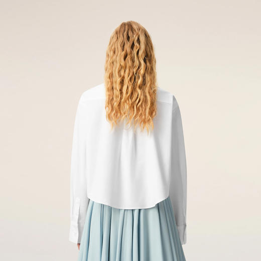 AMI PARIS 女士心形徽标压花棉质短款宽松长袖衬衫 白色 FSH770 CO0031 168 商品图2