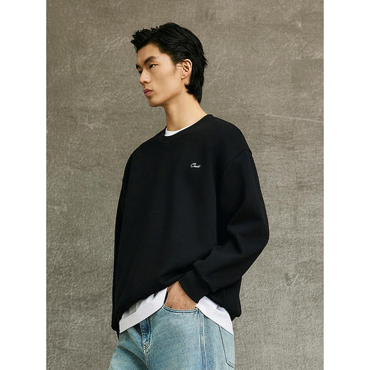 GXG男装 黑色圆领卫衣简约好搭长袖上衣 春季热卖G25X311009 商品图2