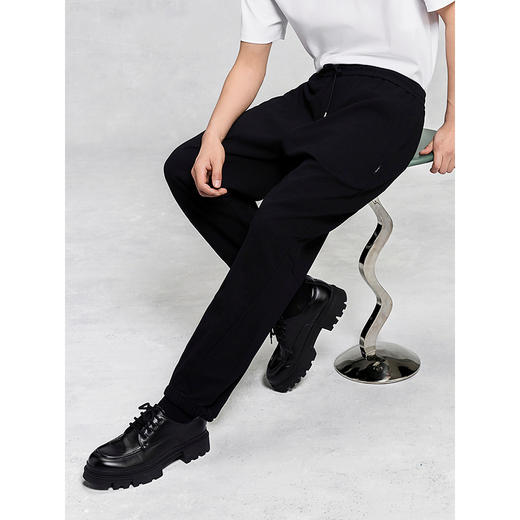 GXG男装 黑色束脚长裤通勤男士休闲裤宽松运动卫裤 25年夏季热卖 商品图3