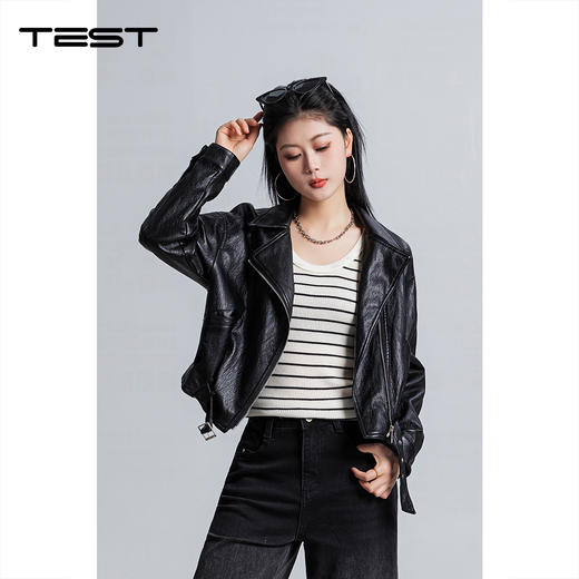 春上新翻领复古机车皮夹克2261023 商品图0