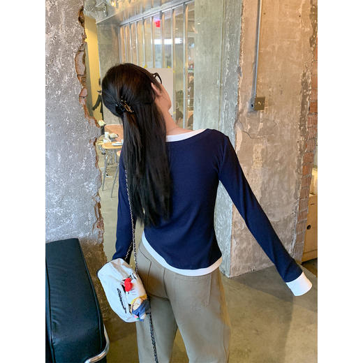 <曾小咸推荐>3.6现货秒杀 ！微信超特价！韩系撞色假两件长袖 日常149.99 立减80 秒杀69.99！！ 商品图4