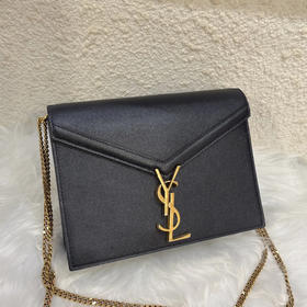 YSL Cassandra 黑色 鱼子酱牛皮 小号 信封 斜挎包