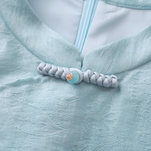 「高货wl」全新升级【铂金会员330/天猫449/差价119】(94723)洛诗琳新中式立领天丝提花连衣裙2026春季新款国风A字裙 商品图3