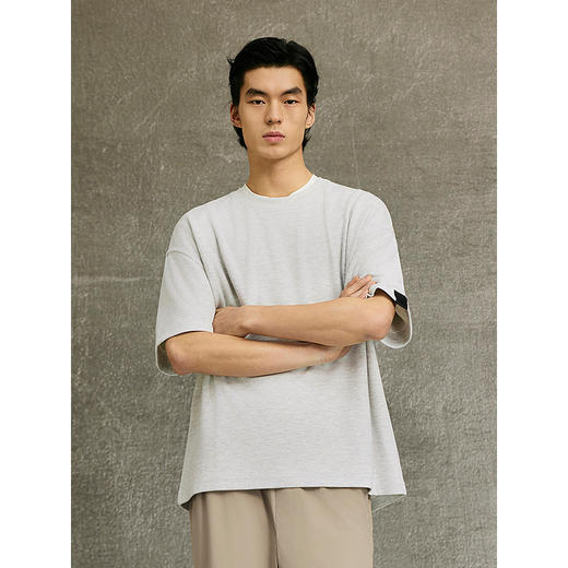 GXG男装 T恤华夫格圆领短袖针织 25年春G25X441025 商品图3