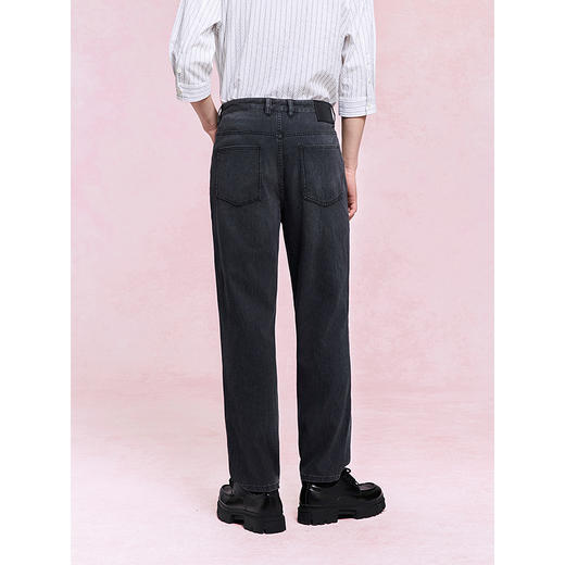 GXG男装 黑灰合体锥型牛仔裤休闲裤弹力长裤子 2025夏季热卖 商品图4