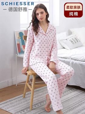 【棉氨经典】SCHIESSER德国舒雅女长袖长裤套装棉氨纶 单面 95%棉 5%氨纶  160g/m2   31/25104H