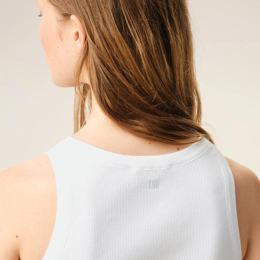 AMI PARIS 女士心形徽标棉质罗纹背心 白色 FTP811 JE0117 100 商品图3