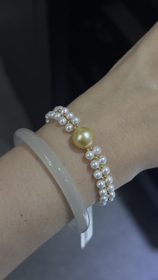 ⁶10-11mm【金珠+淡水小米珠手链】极光微瑕，银配件出证书，延长链可调节长度，24小时鉴赏期【香港】SS06-QTT-XGZZ 商品图1