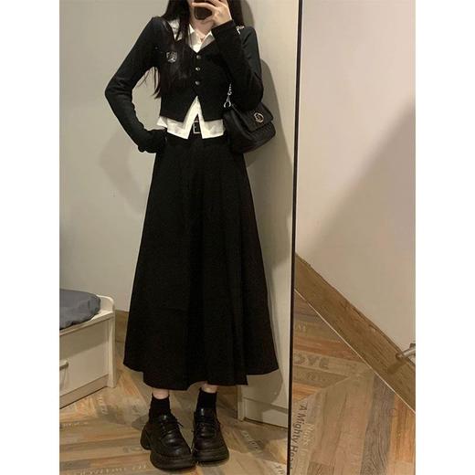 【韩系学院风❗️连衣裙套装】一套搞定穿搭，不用费心搭配，学院风设计，减龄又显气质，轻松拿捏 “甜酷少女” 人设，小个子polo衬衫上衣百褶半身裙两件套L★美物社 商品图0