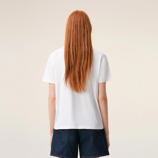 【三】AMI PARIS 中性心形徽标刺绣棉质圆领短袖T恤 白色 BFUTS035 724 100 商品图3