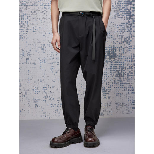 GXG男装 黑色宽松束脚裤休闲男士长裤通勤裤子25年夏季热卖G25X022076 商品图3