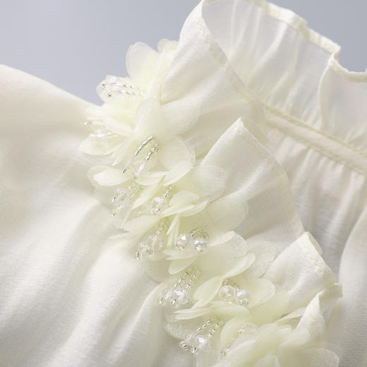 「高货wl」全新升级【铂金会员266/天猫359/差价93】(02209)洛诗琳气质天丝钉珠花瓣领衬衫2026春季新款垂感系带上衣 商品图3