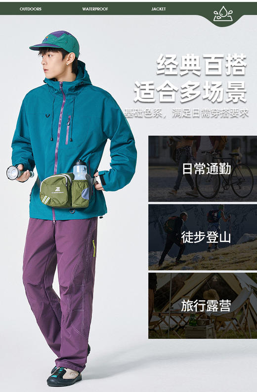 【多妈团购 伯希和同款 春款情侣冲锋衣外套】上身巨好看的三防软壳冲锋衣！荷叶般防水效果，防风防油污，无惧风雨，透湿率高，远离闷热感，轻松穿出高级感-拟盛 商品图14