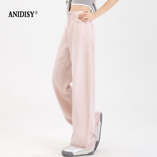 轻薄天丝时尚高腰拉链直筒阔腿裤 商品图3