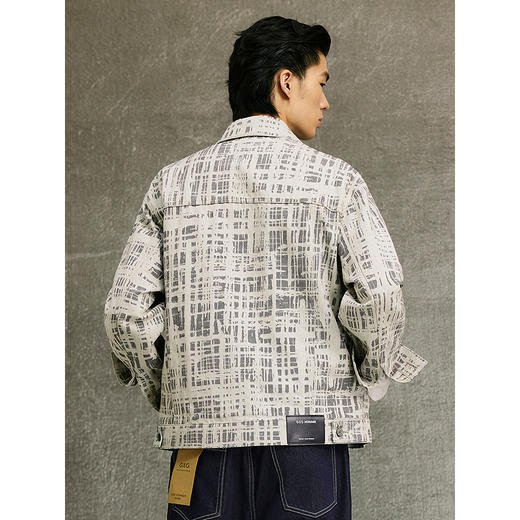GXG男装 灰色满版提花时尚牛仔夹克外套25年春季热卖G25XE81004 商品图4