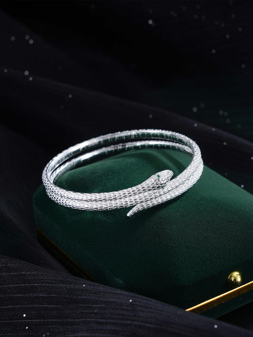 子佩集S999银【蛇来运转】手镯【SZ008830】纯银手镯灵蛇三圈2503 商品图1