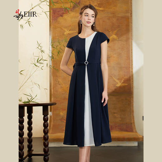 司歌拼色短袖收腰连衣裙A911102y 商品图4