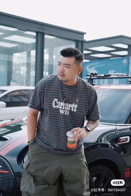 卡哈特 杨幂同款字母条纹印花短袖T恤 Z-15842 商品图0