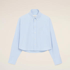 AMI PARIS 女士心形徽标压花棉质短款宽松长袖衬衫 浅蓝色 FSH770 CO0031 450