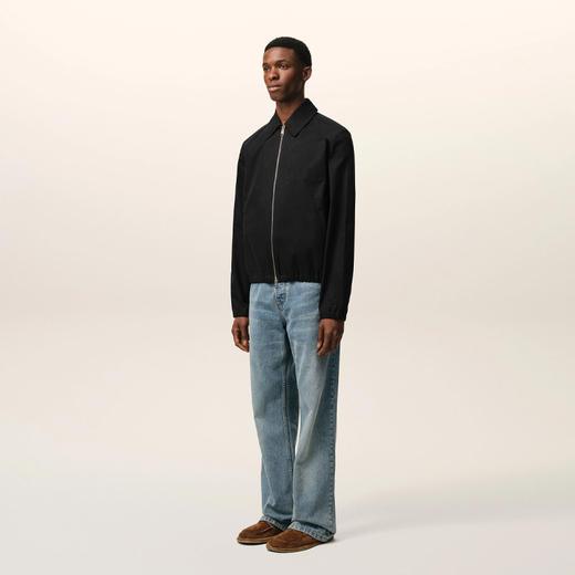 AMI PARIS 男士心形徽标刺绣棉质斜纹布拉链外套 黑色 HJK884 CO0132 001 商品图4