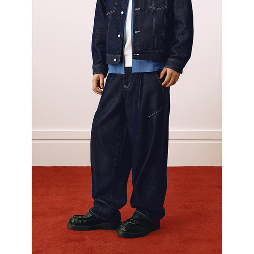 GXG男装 明线直筒牛仔裤宽松通勤裤子 25年春G25X051013 商品图4