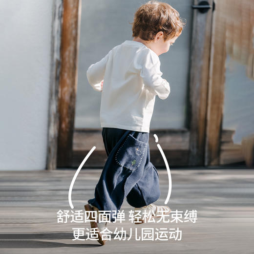 【宝宝服饰】嫚熙童装儿童华夫格卫裤2026新款春季男女童裤子宝宝宽松束脚长裤 商品图1