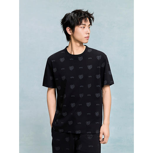 GXG男装 圆领T恤暗纹满印上衣短袖针织 2025年夏季热卖 商品图3