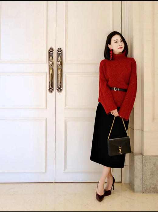 YSL Cassandra 黑色 鱼子酱牛皮 小号 信封 斜挎包 商品图2