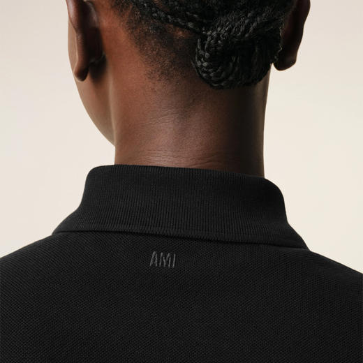 【三】AMI PARIS 中性心性徽标刺绣棉质短袖polo衫 黑色 BFUPL001 760 001 商品图4