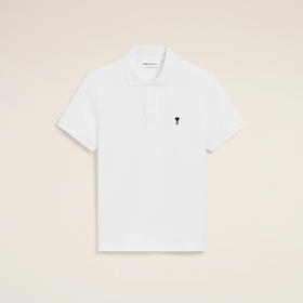 AMI PARIS 男士心形徽标刺绣棉质短袖polo衫 白色 HPL411 760 100