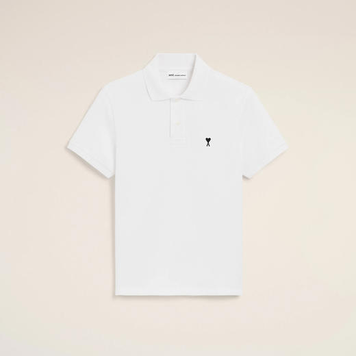 AMI PARIS 男士心形徽标刺绣棉质短袖polo衫 白色 HPL411 760 100 商品图0