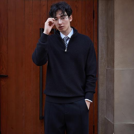 GXG男装 半开襟高领毛衫暗纹提花针织衫通勤毛衣 2025年冬季热卖 商品图2