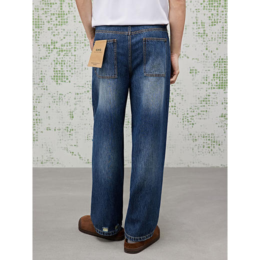 GXG男装 不规则破洞水洗牛仔裤2025夏季热卖G25X052036 商品图4