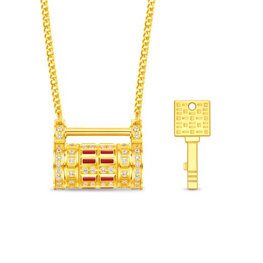 【2F】周大福传喜足金镶嵌钻石项链 商品图0