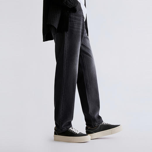 GXG男装 黑灰锥形长裤通勤舒适宽松牛仔裤 25年春季热卖G25X051014 商品图2