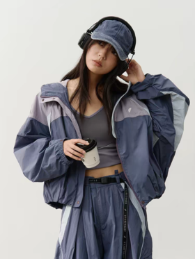 半圆/C66210162/休闲连帽立领拼接短款外套