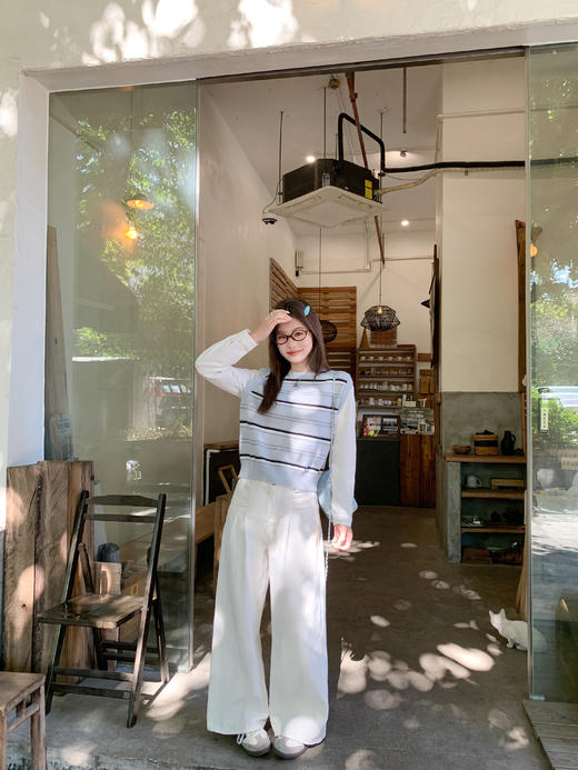 <曾小咸推荐>3.6现货秒杀 ！微信超特价！韩系2色条纹假两件针织衫 日常159.99 立减80 秒杀79.99！！ 商品图5