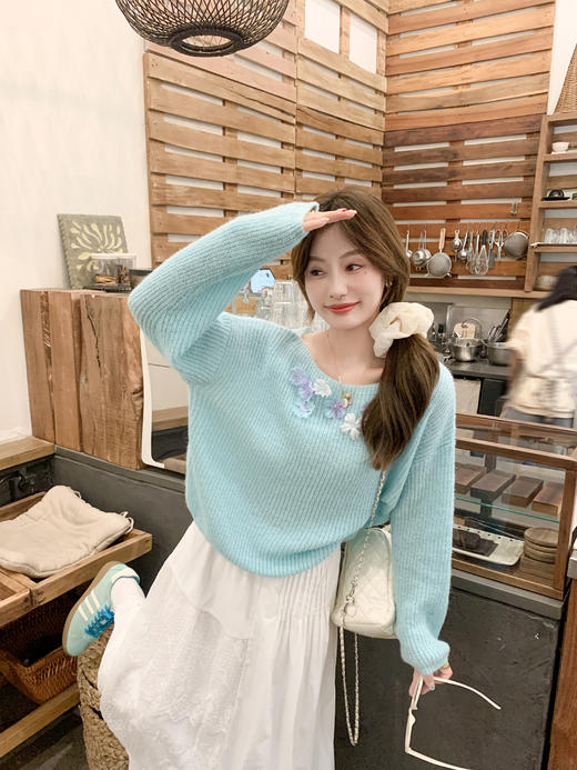 <曾小咸推荐>3.6现货秒杀 ！微信超特价！韩系立体花朵针织衫 日常189.99 立减100 秒杀89.99！！ 商品图7