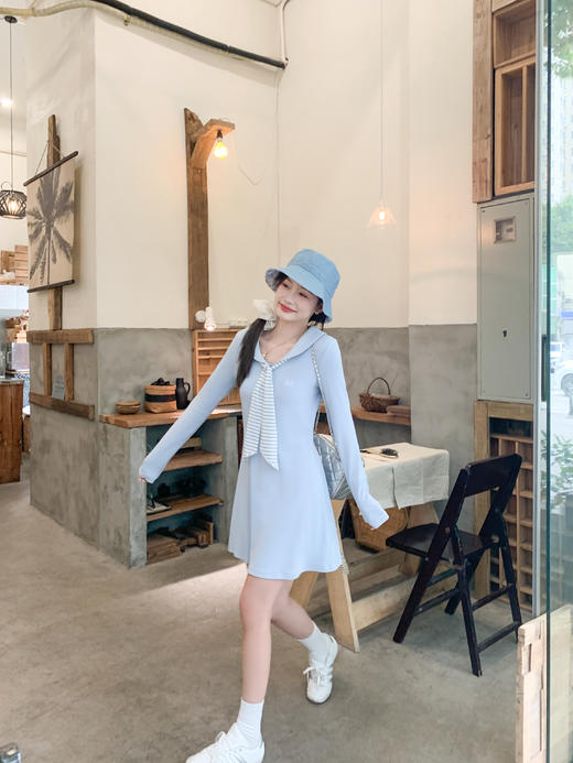 <曾小咸推荐>3.6现货秒杀 ！微信超特价！韩系翻领系带收腰连衣裙 日常209.99 立减120 秒杀89.99！！ 商品图9